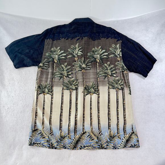 Hawaiian Shirt Campia Moda Button Men L Palm Trees Rayon Short Sleeve Tropical - Picture 3 of 11